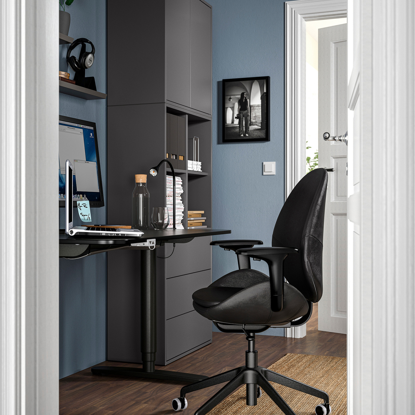 HATTEFJÄLL office chair with armrests Smidig black - IKEA