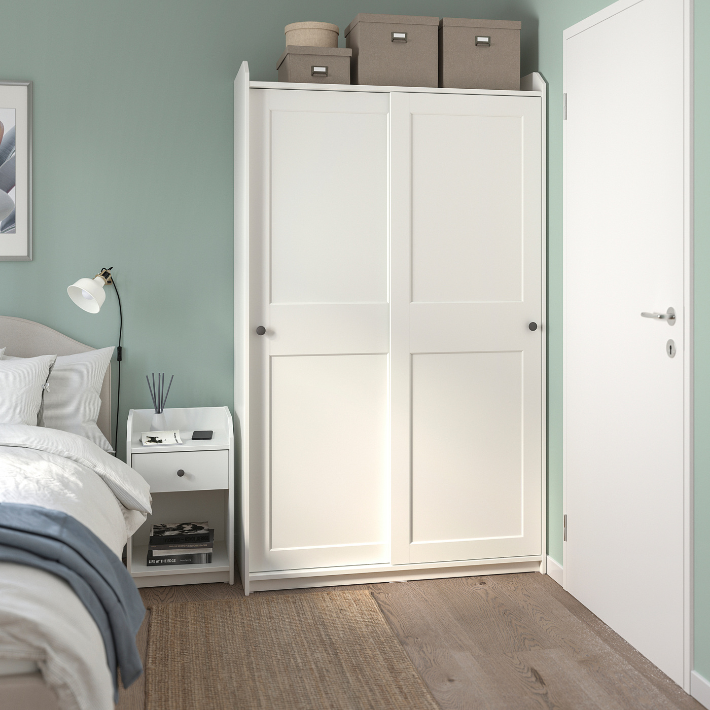 IKEA 海外風セミダブルベッドセット　HAUGA HAUGA bedroom furniture, set of 4 Lofallet beige/white - IKEA
