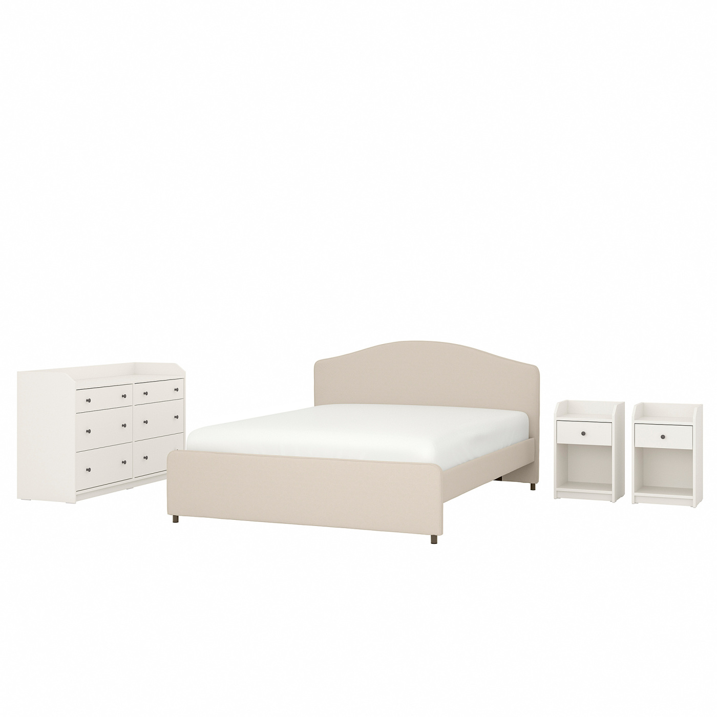IKEA 海外風セミダブルベッドセット　HAUGA HAUGA bedroom furniture, set of 4 Lofallet beige/white - IKEA
