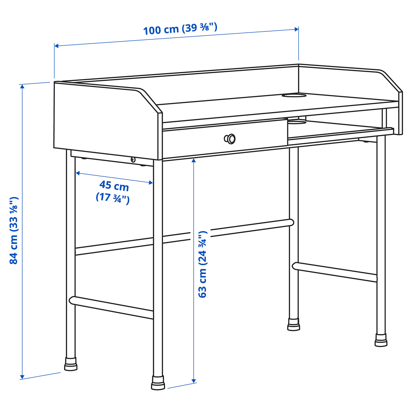 HAUGA/BLECKBERGET desk and storage combination and swivel chair