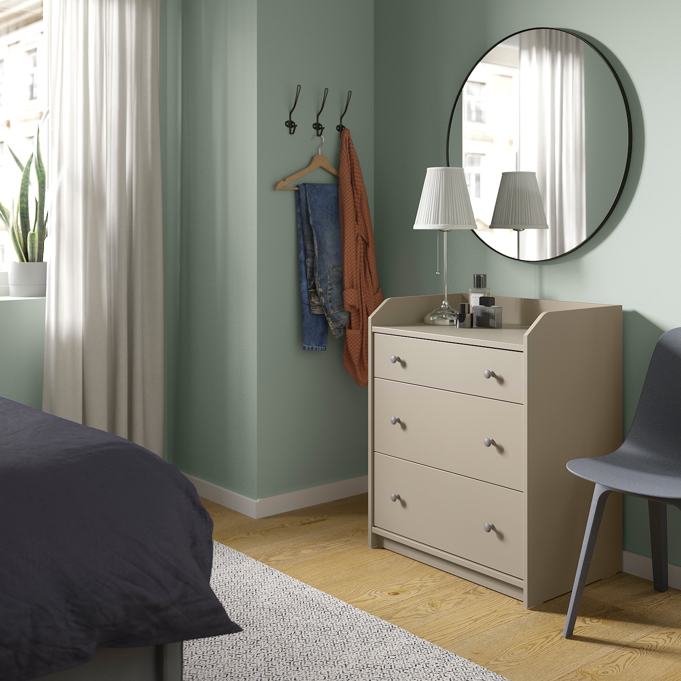 HAUGA chest of 3 drawers beige - IKEA