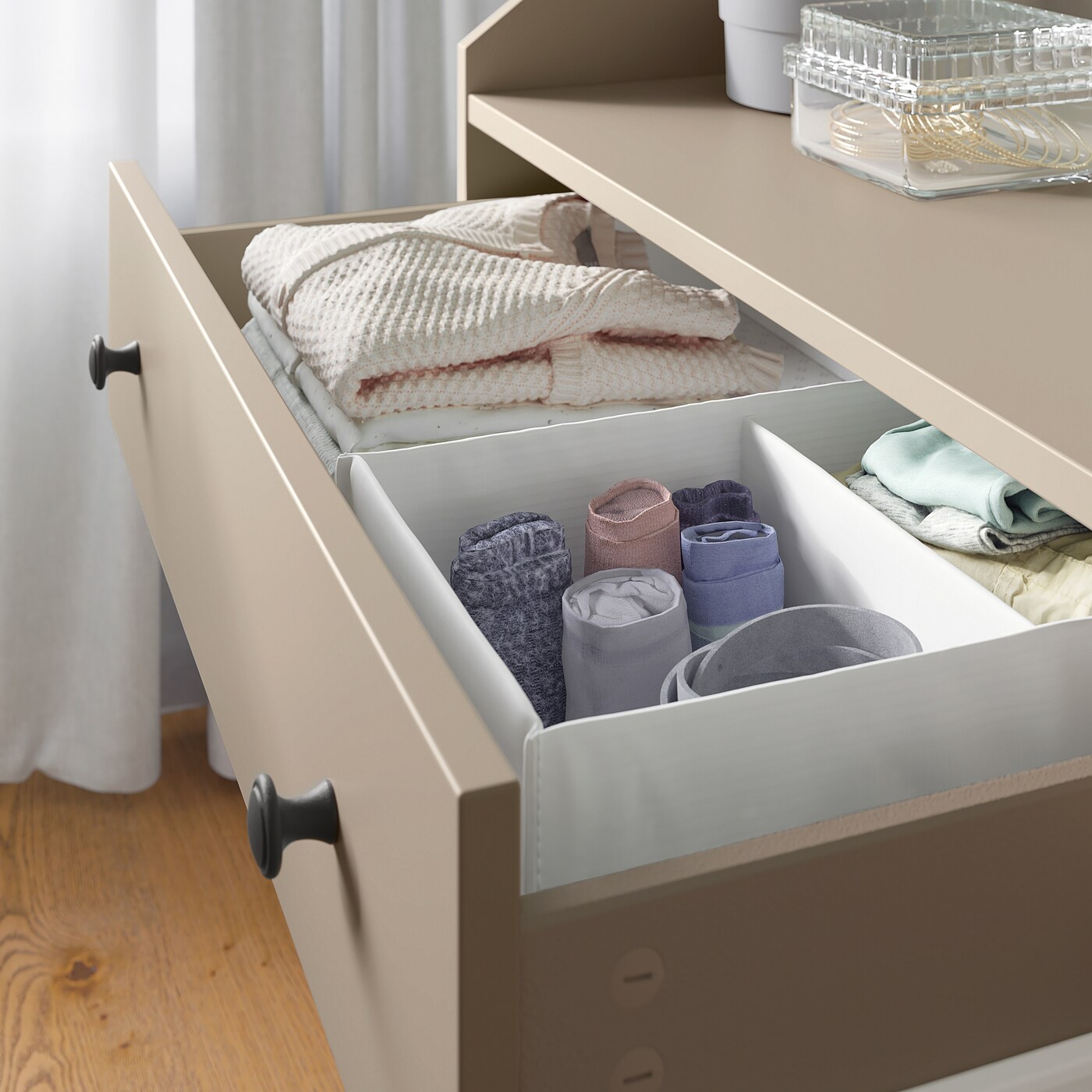 HAUGA chest of 3 drawers beige - IKEA
