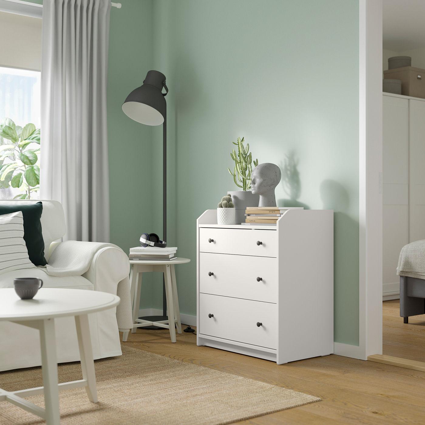 HAUGA chest of 3 drawers white - IKEA