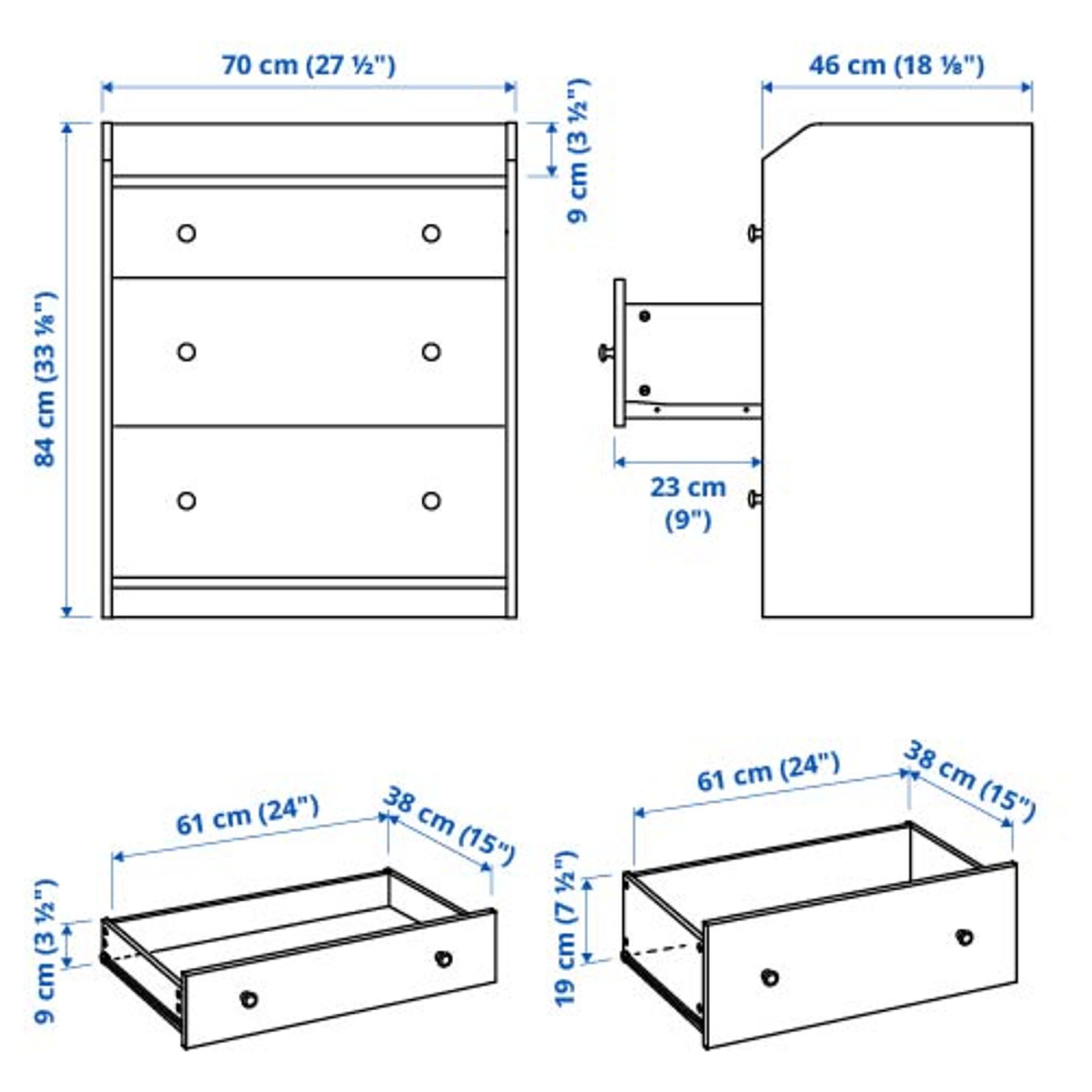 HAUGA chest of 3 drawers white - IKEA