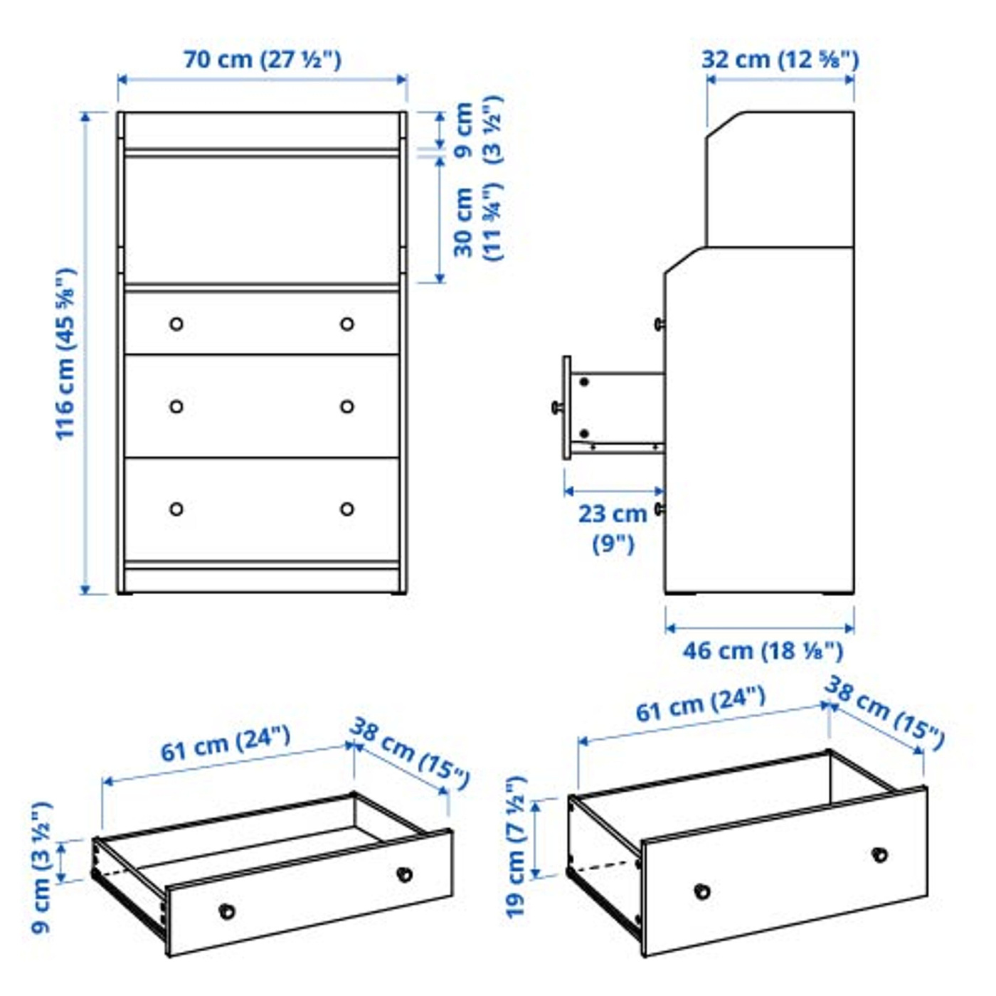 HAUGA chest of 3 drawers with shelf beige - IKEA