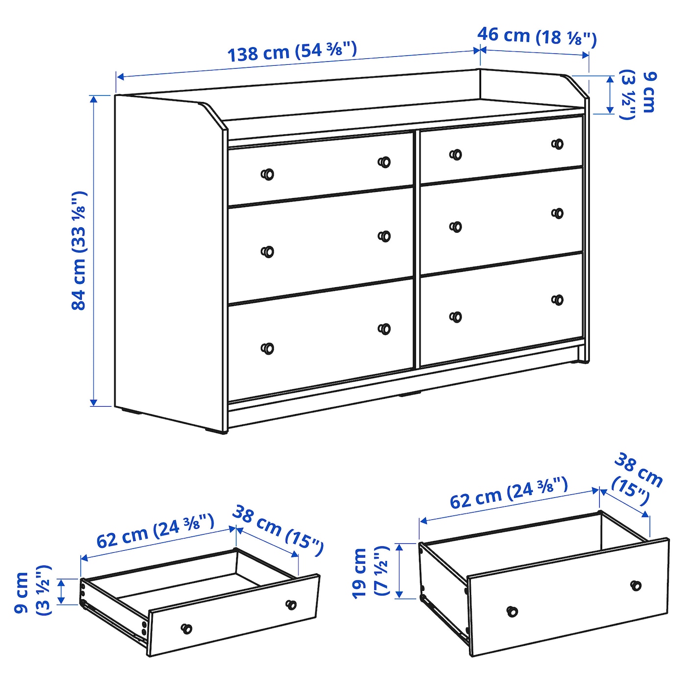 HAUGA chest of 6 drawers white - IKEA