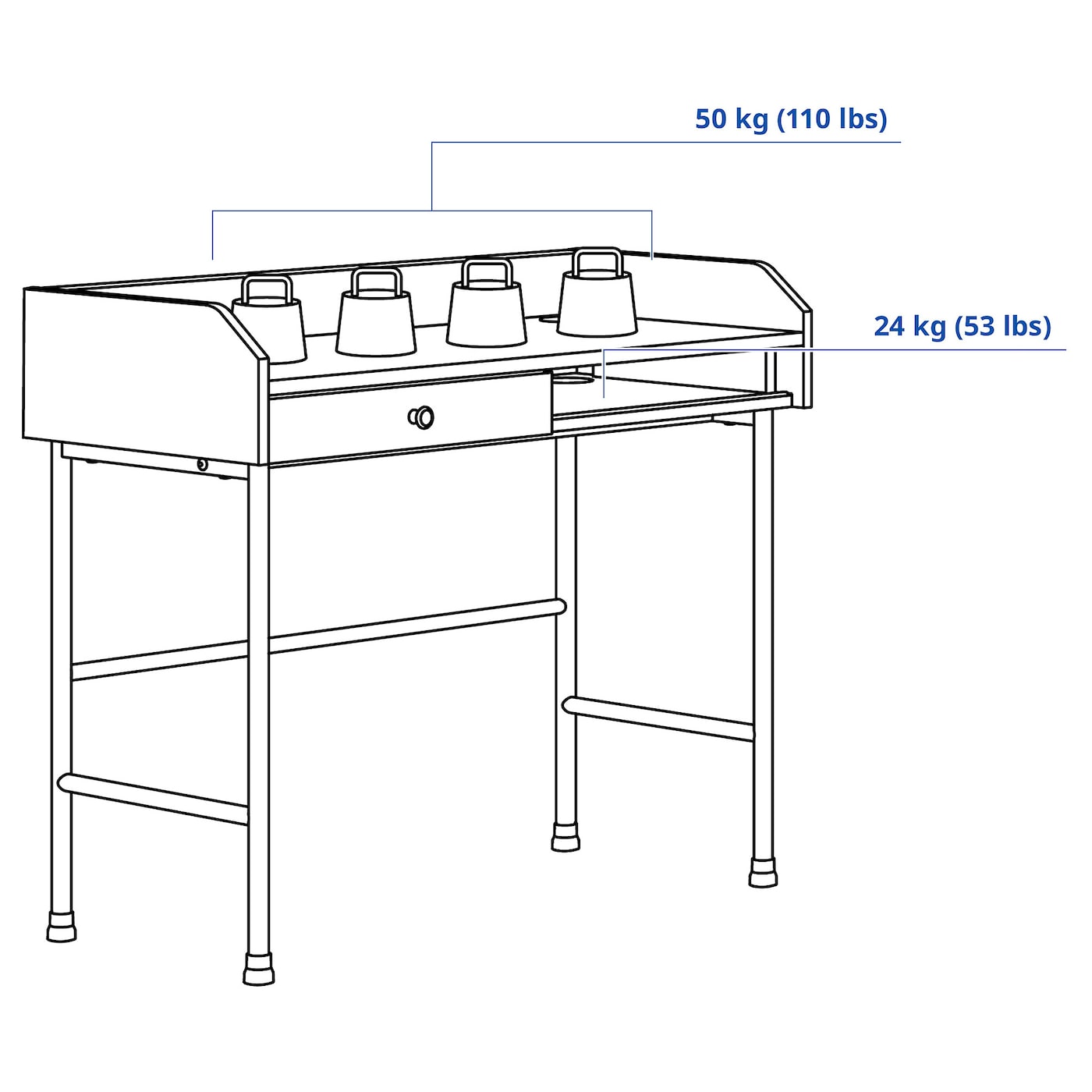 【新品未使用】ikea HAUGA デスク HAUGA ハウガ デスク, ホワイト, 100x45 cm - IKEA