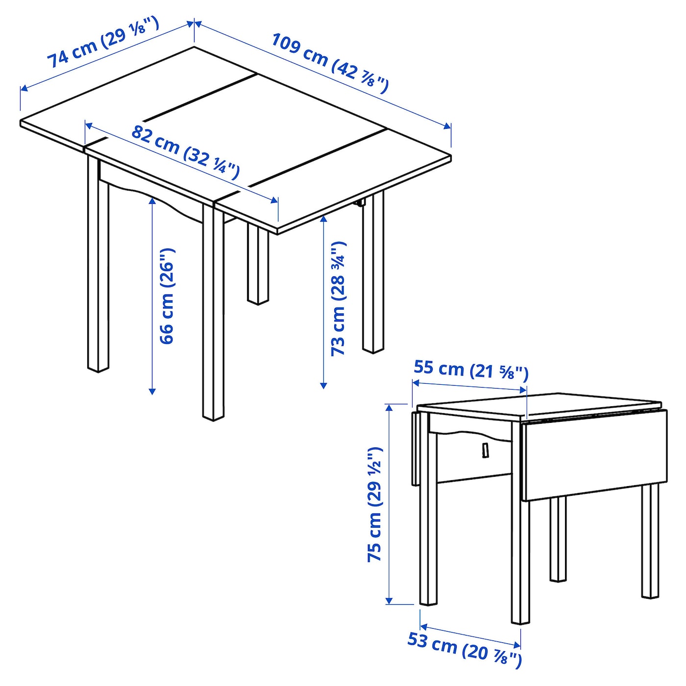 HAUGA table, white/birch veneer, 461/2x291/8