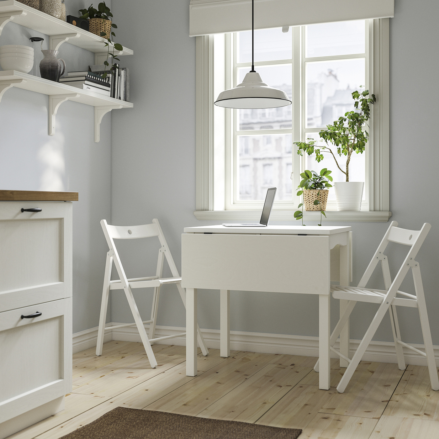 HAUGA / FRÖSVI table and 2 folding chairs white/white - IKEA