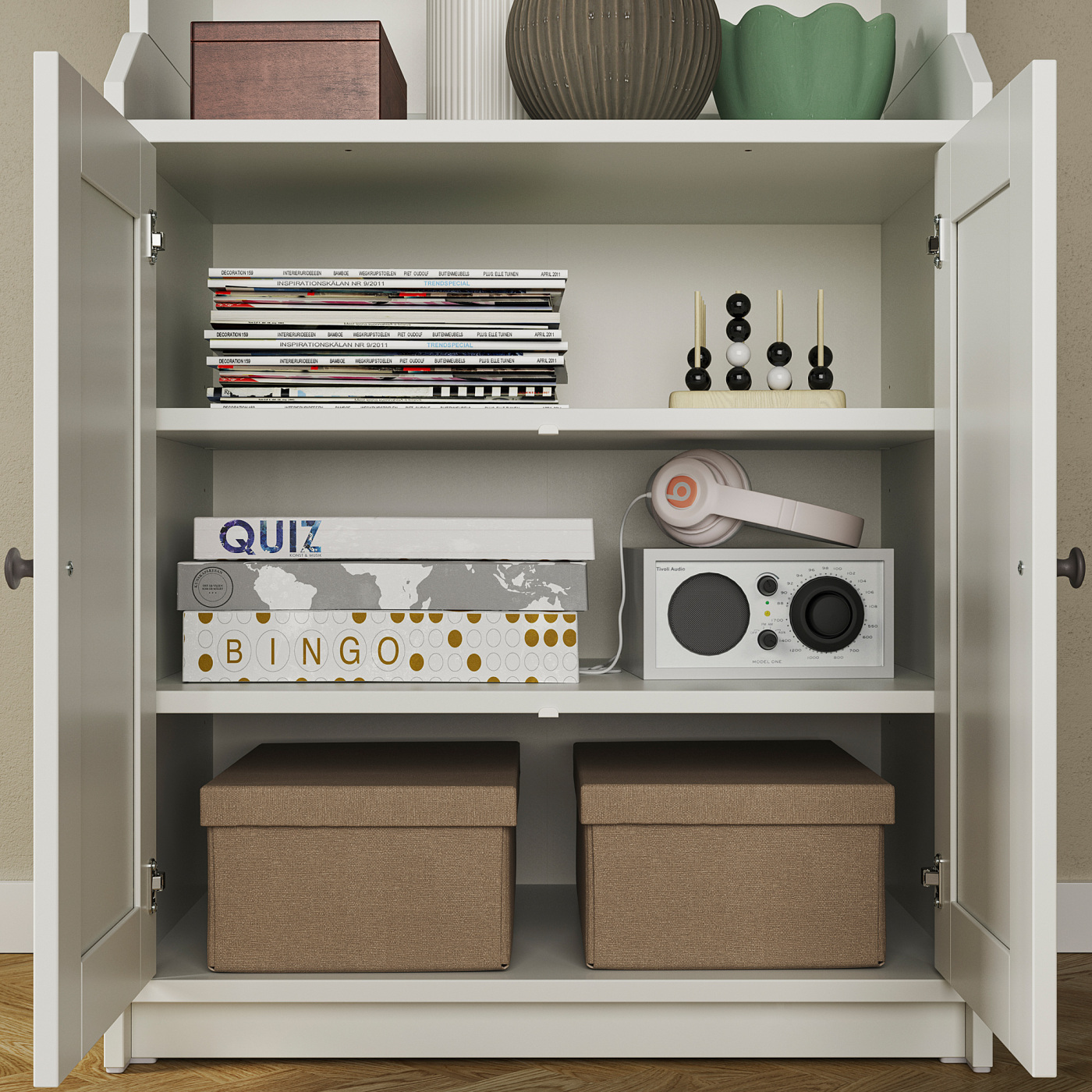 IKEA HAUGA 扉付き シェルフ HAUGA high cabinet with 2 doors white - IKEA