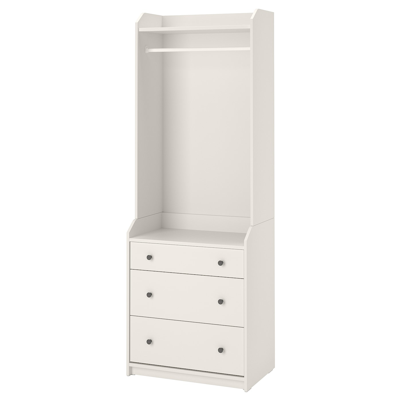HAUGA open wardrobe with 3 drawers white - IKEA