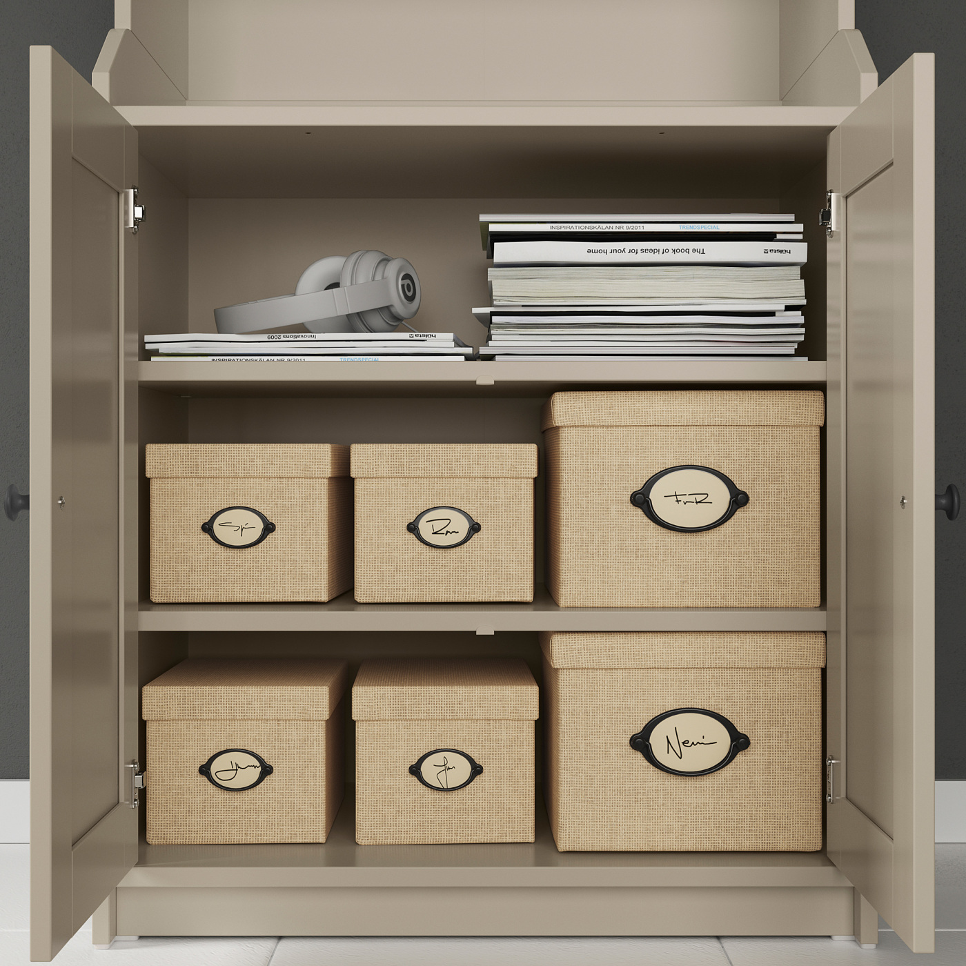 HAUGA storage combination beige - IKEA