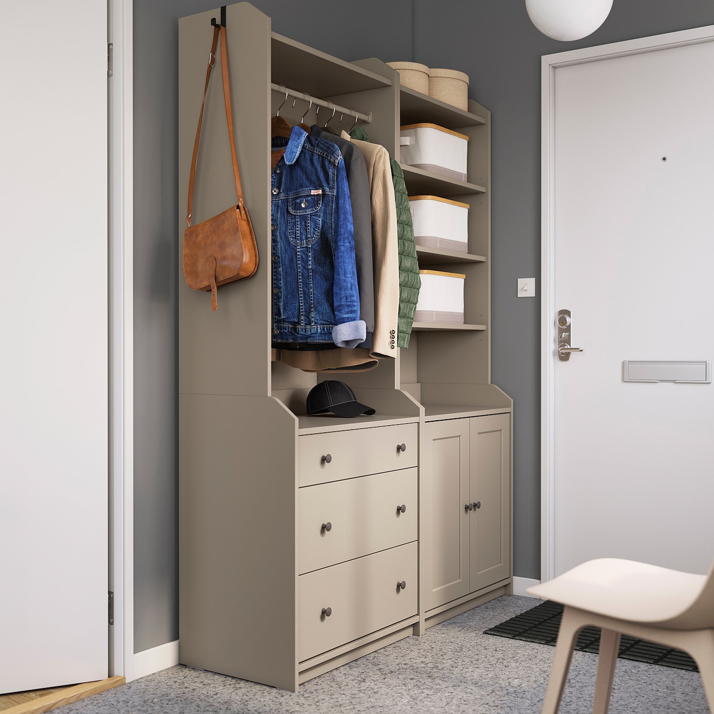 HAUGA storage combination beige - IKEA