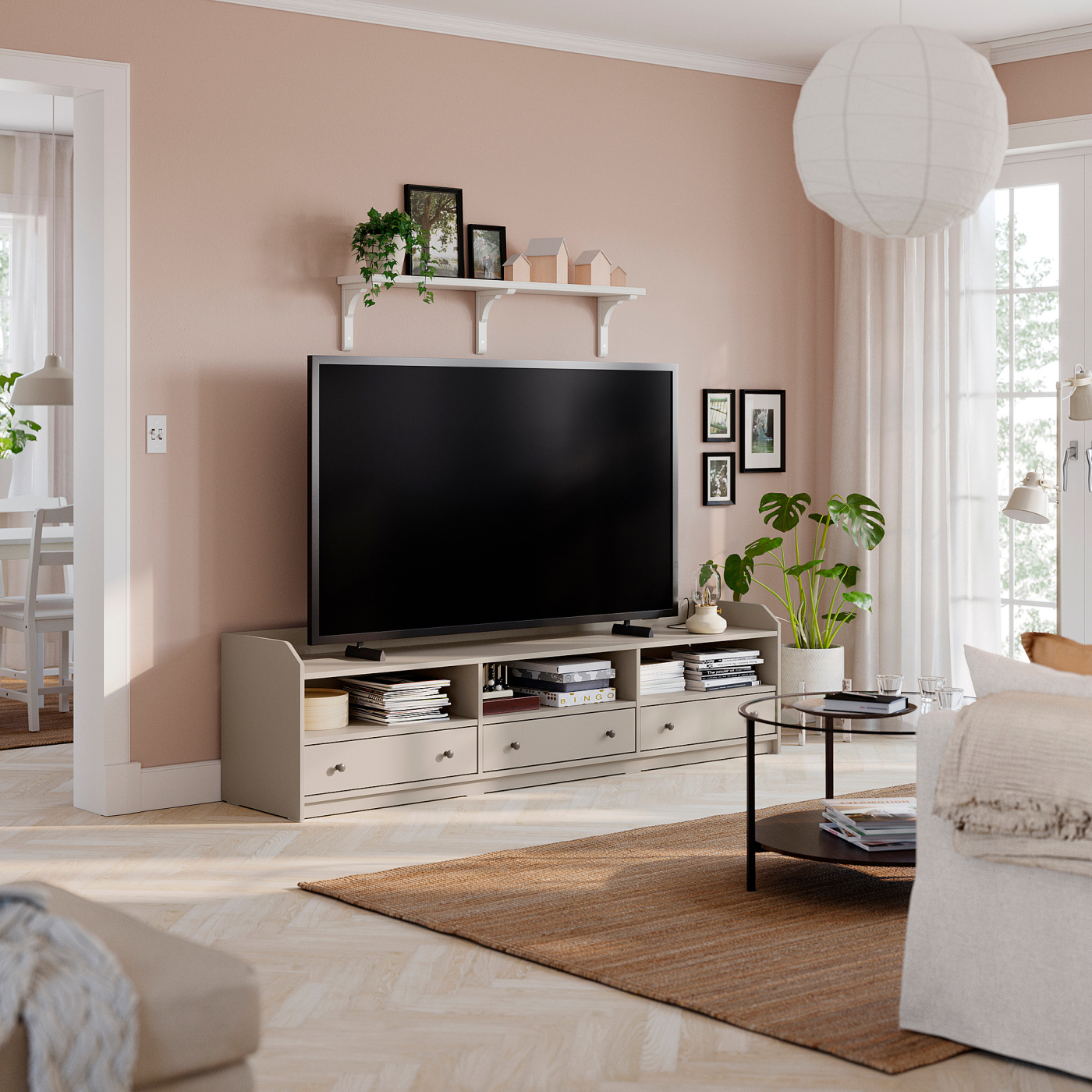 HAUGA TV bench beige - IKEA