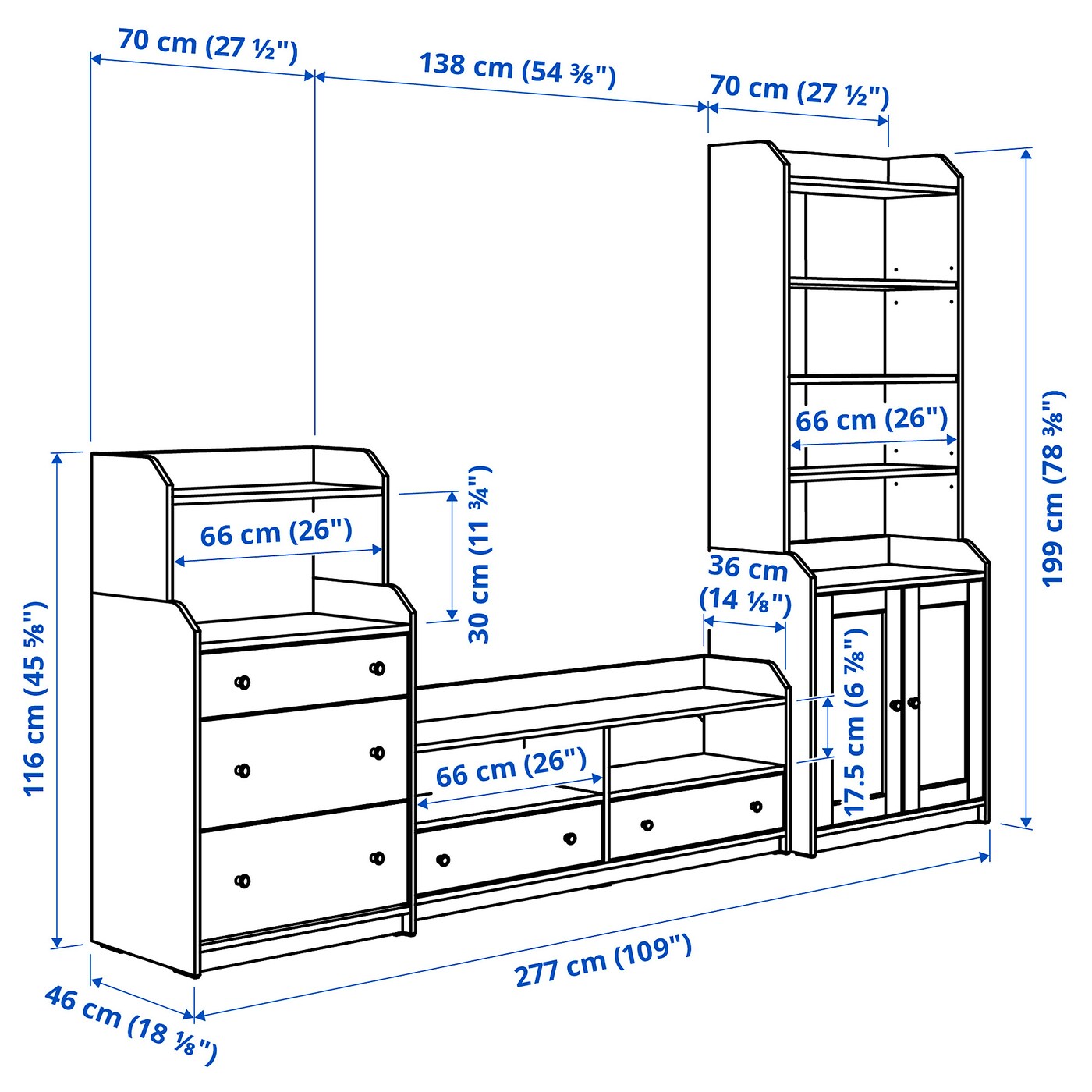 HAUGA TV/storage combination white - IKEA