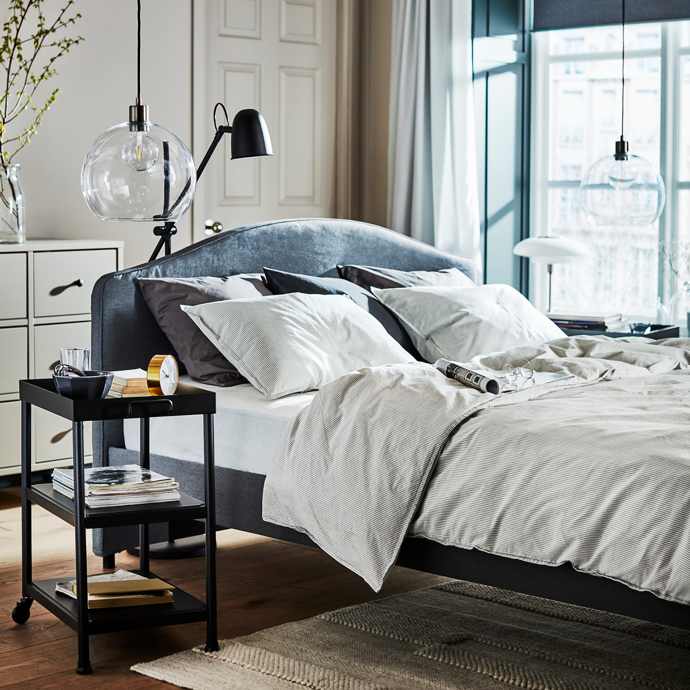 HAUGA upholstered bed frame Vissle grey - IKEA HAUGA upholstered bed frame Vissle grey - IKEA