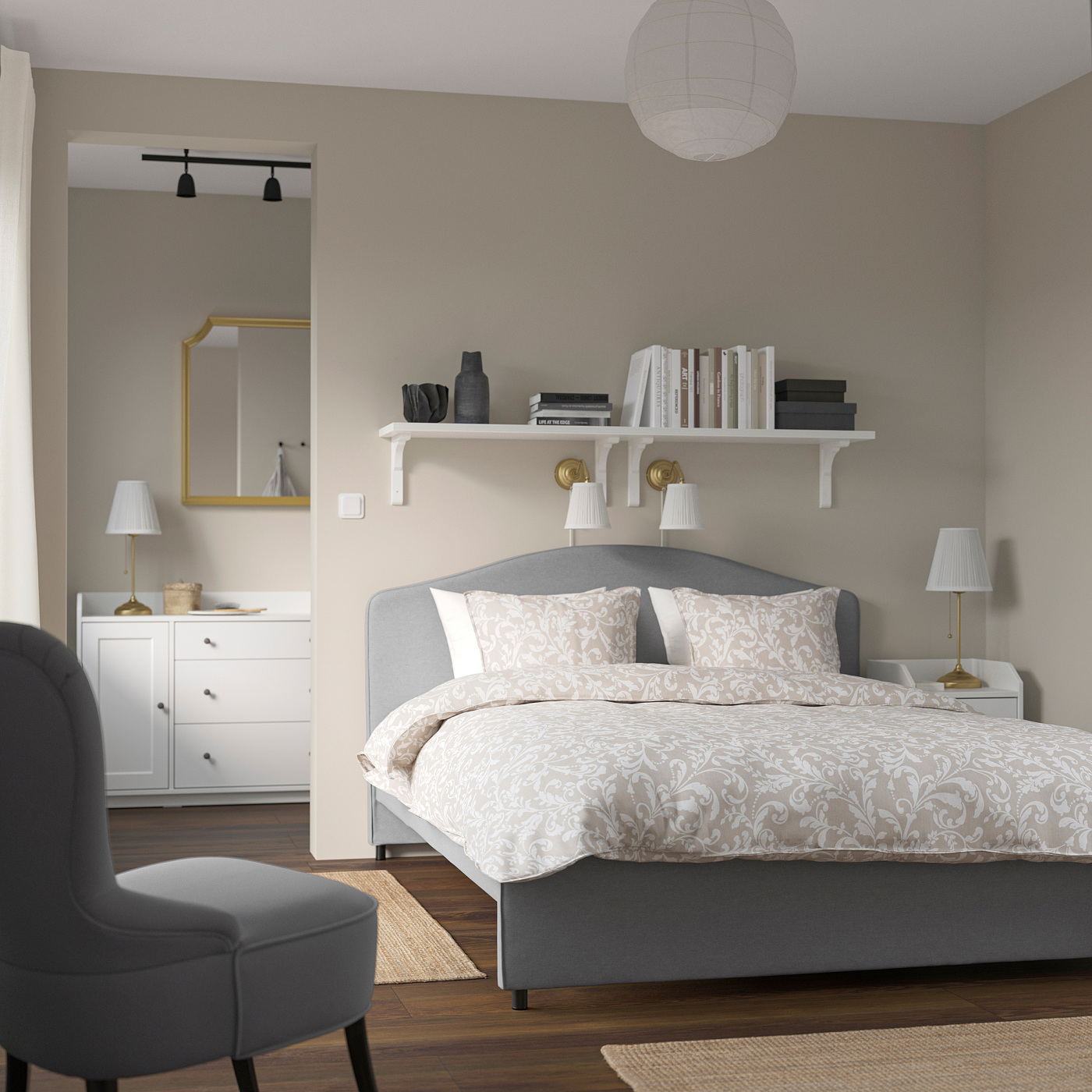 HAUGA upholstered bed frame Vissle grey - IKEA HAUGA upholstered bed frame Vissle grey - IKEA