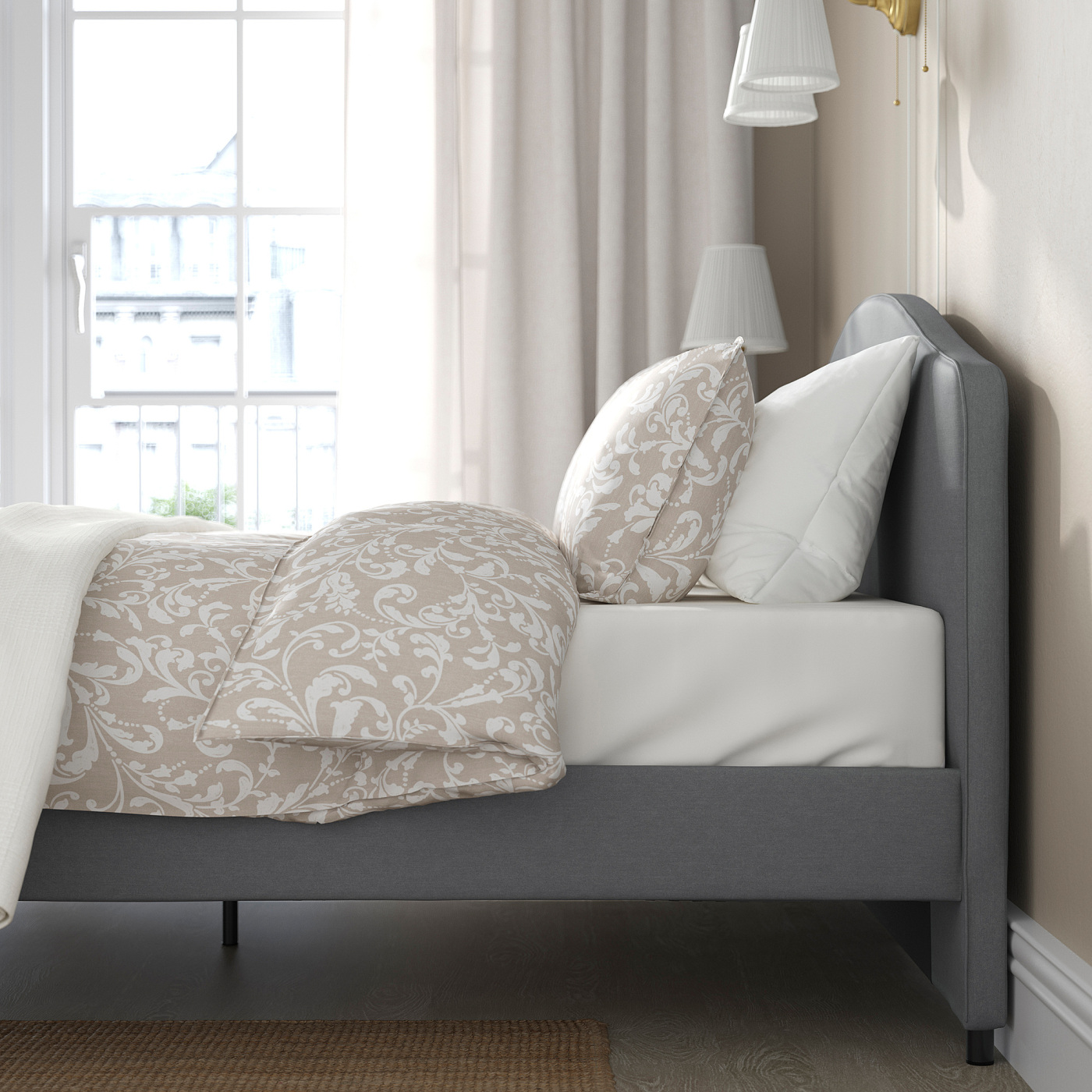 IKEA 海外風セミダブルベッドセット　HAUGA HAUGA bedroom furniture, set of 4 Lofallet beige/white - IKEA