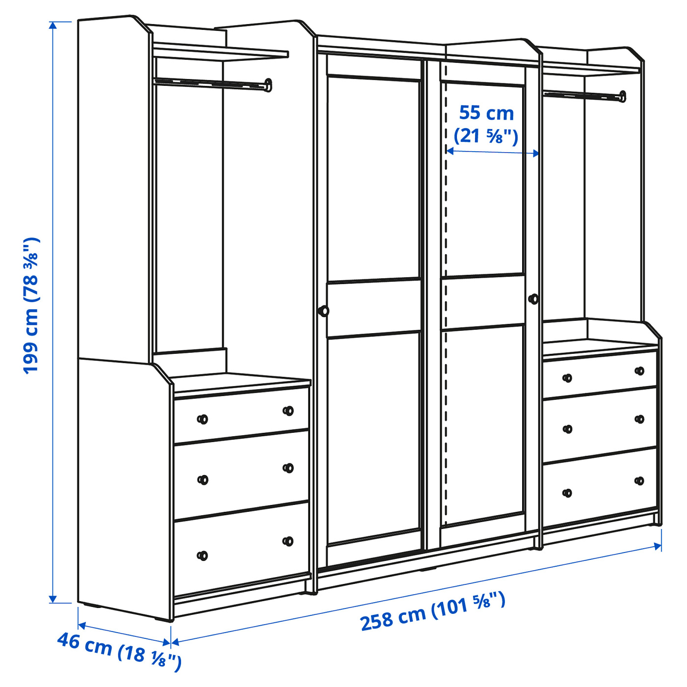 HAUGA wardrobe combination white - IKEA