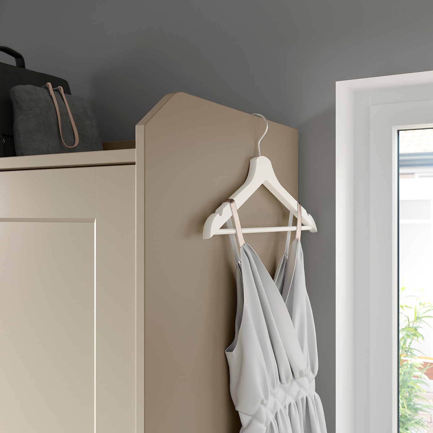 HAUGA wardrobe with sliding doors beige - IKEA