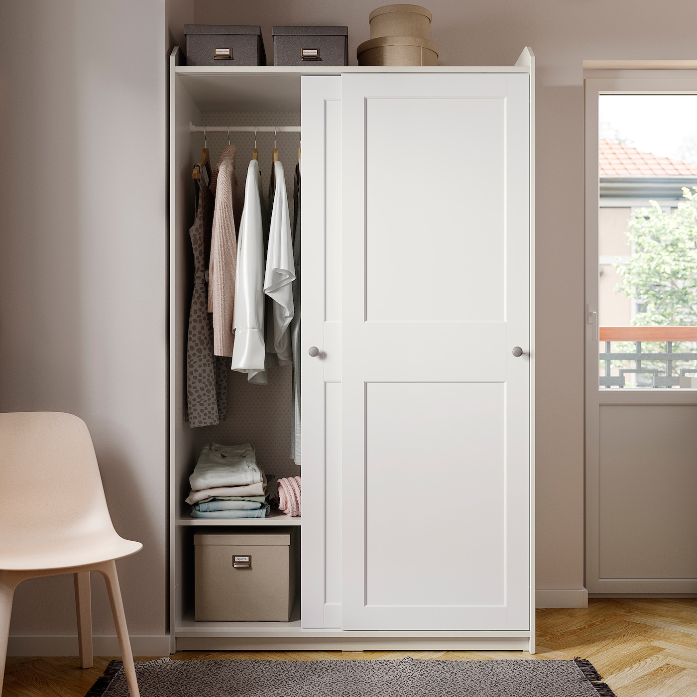 HAUGA wardrobe with sliding doors white IKEA