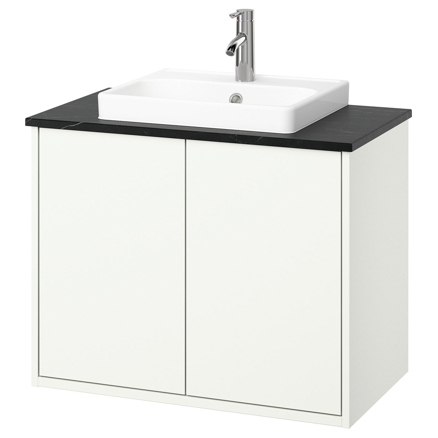 HAVBÄCK / ORRSJÖN wash-stnd w doors/wash-basin/tap white/black