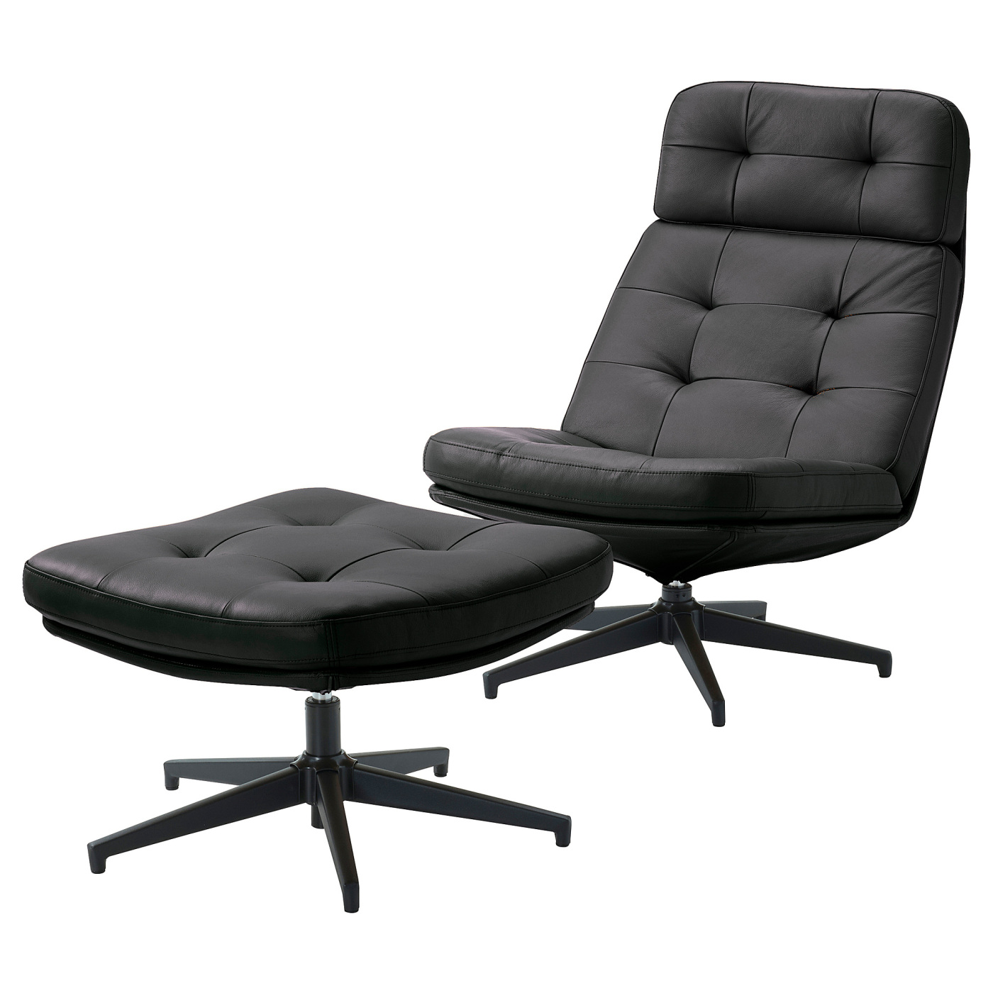 HAVBERG swivel easy chair and footstool Grann/Bomstad black - IKEA