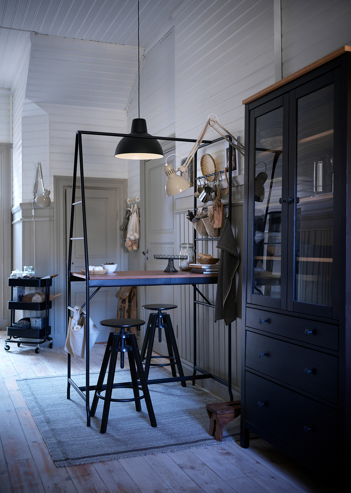 HÅVERUD table with storage ladder black - IKEA