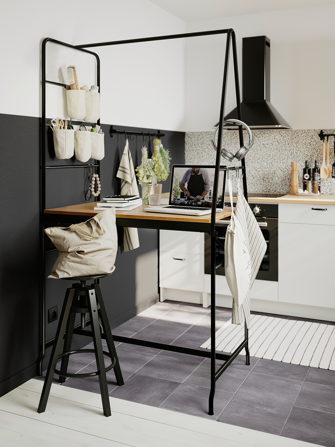 IKEA HAVERUD カウンターテーブル HÅVERUD table with storage ladder black - IKEA