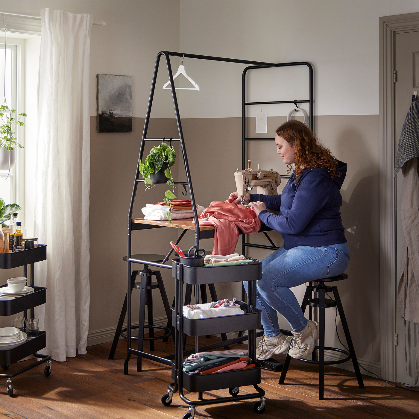 IKEA テーブル HÅVERUD ホーヴェルード　スツール&フック セット 美品 イケアIKEA/イケアHAVERUD/ホーヴェルードテーブル アイアン カウンターテーブル・ハイテーブル
