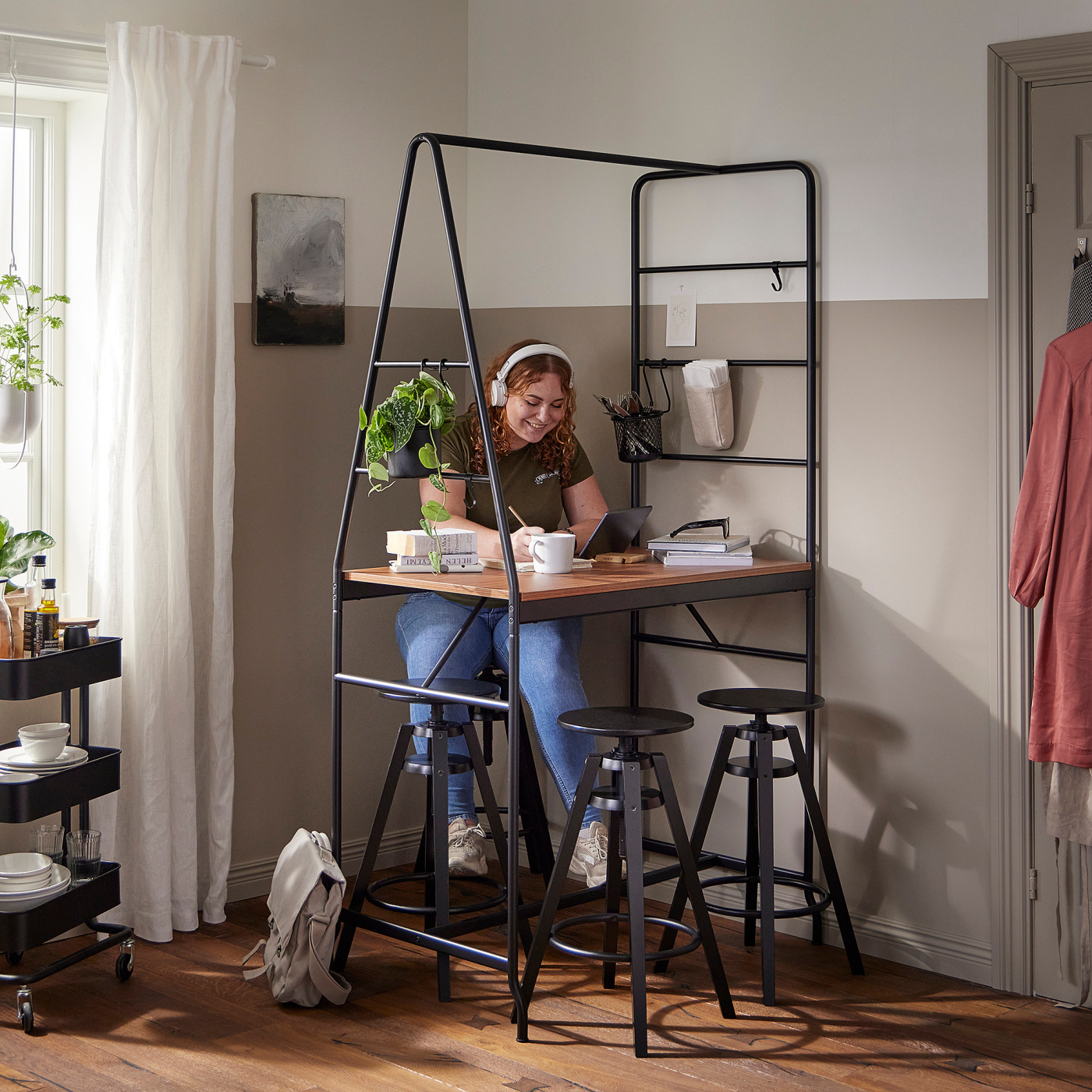 HÅVERUD table with storage ladder black - IKEA