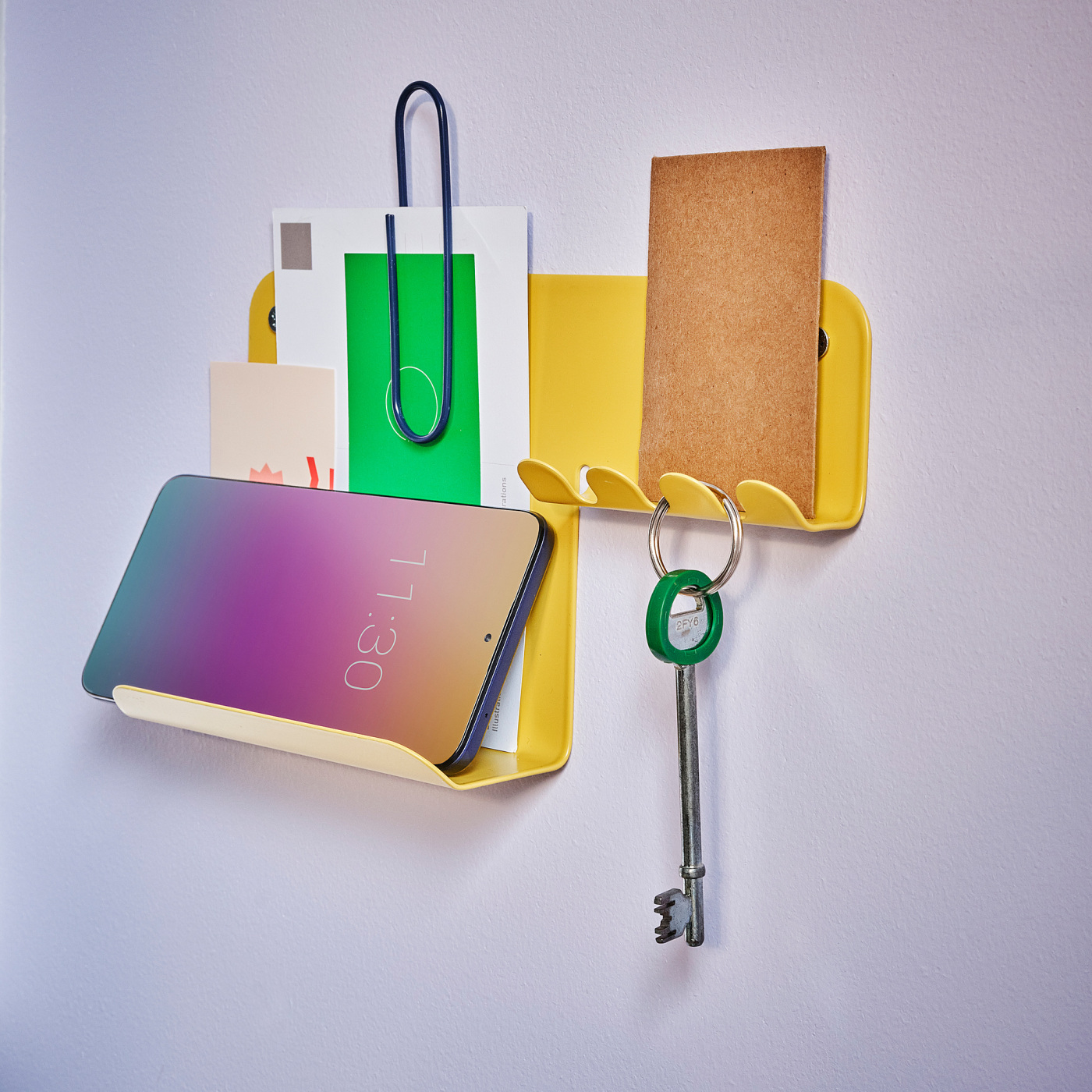 HAVREKROSS wall organiser w hooks yellow - IKEA