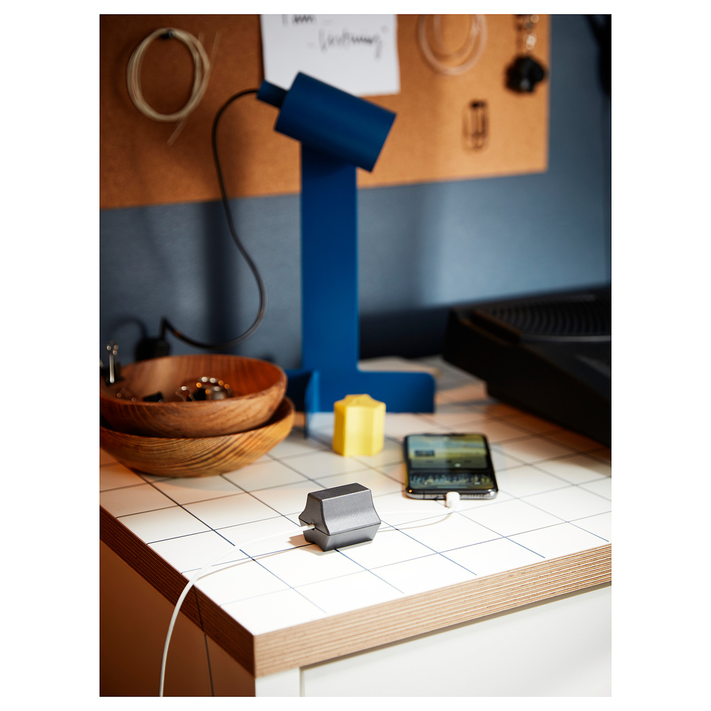 HAVSKÅL 2-piece, USB anchor black/yellow - IKEA