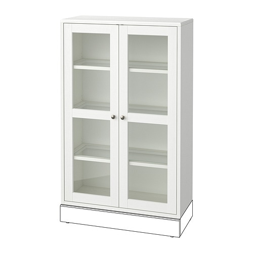 HAUGA glass-door cabinet beige - IKEA