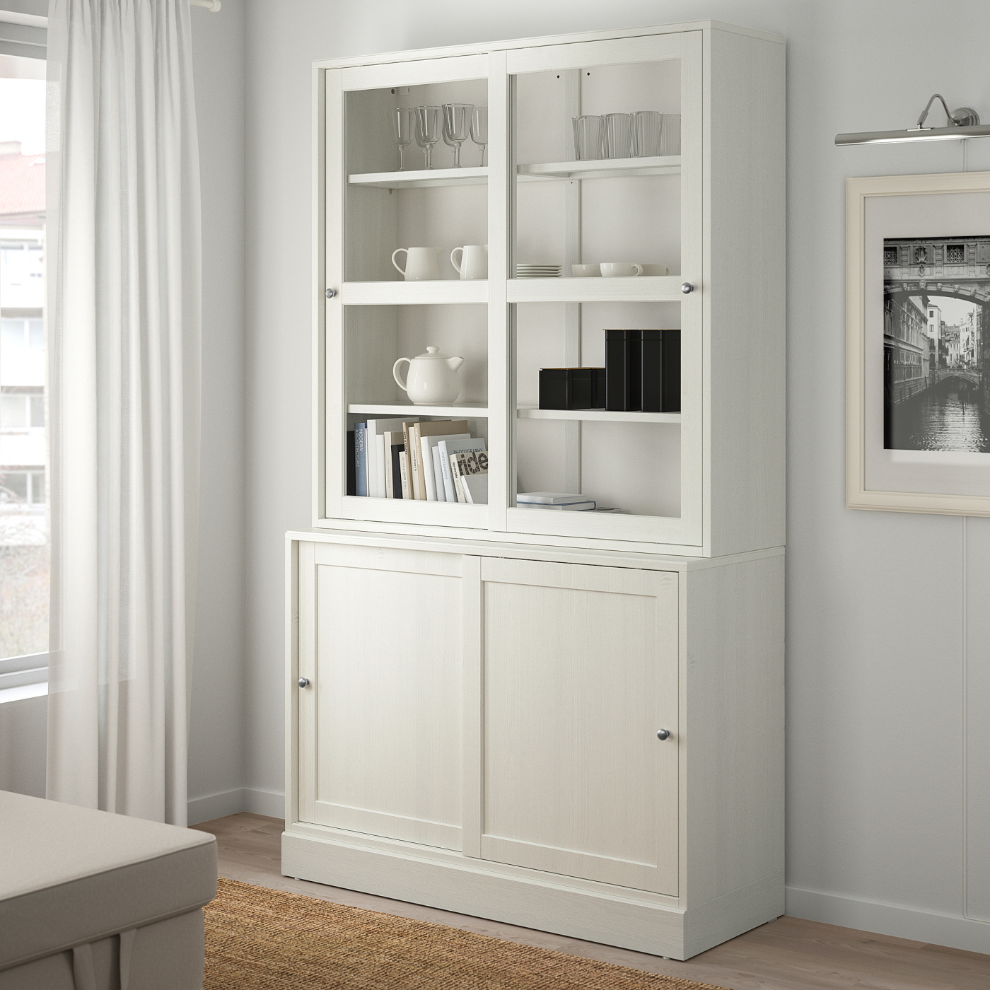 HAVSTA storage comb w sliding glass doors white - IKEA