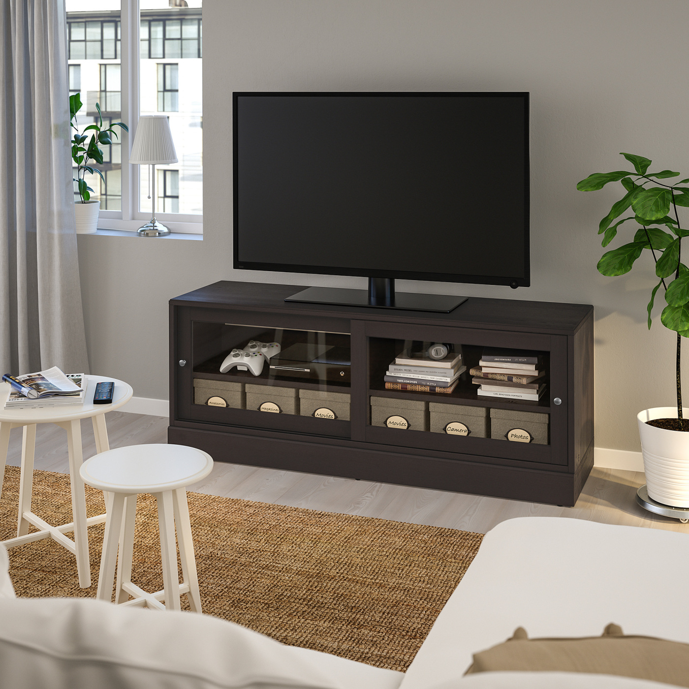 HAVSTA TV bench with plinth dark brown - IKEA