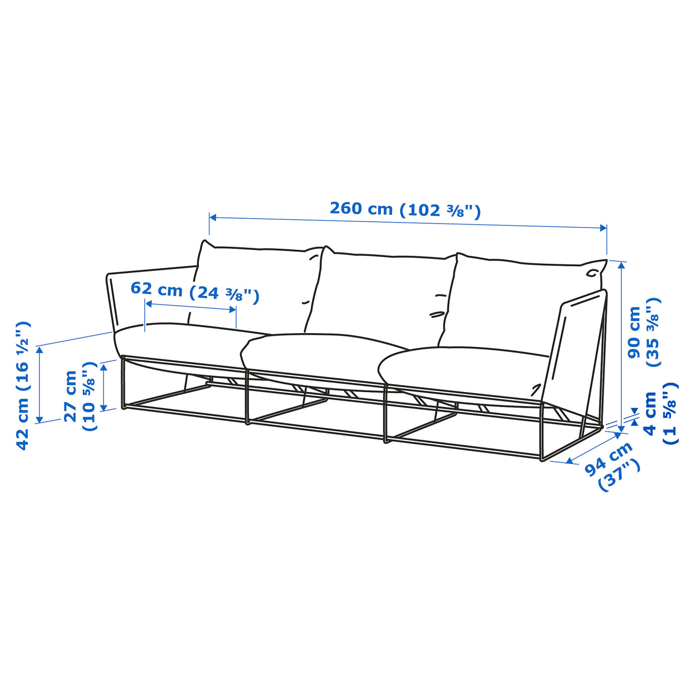 HAVSTEN 3-seat sofa, in/outdoor beige - IKEA