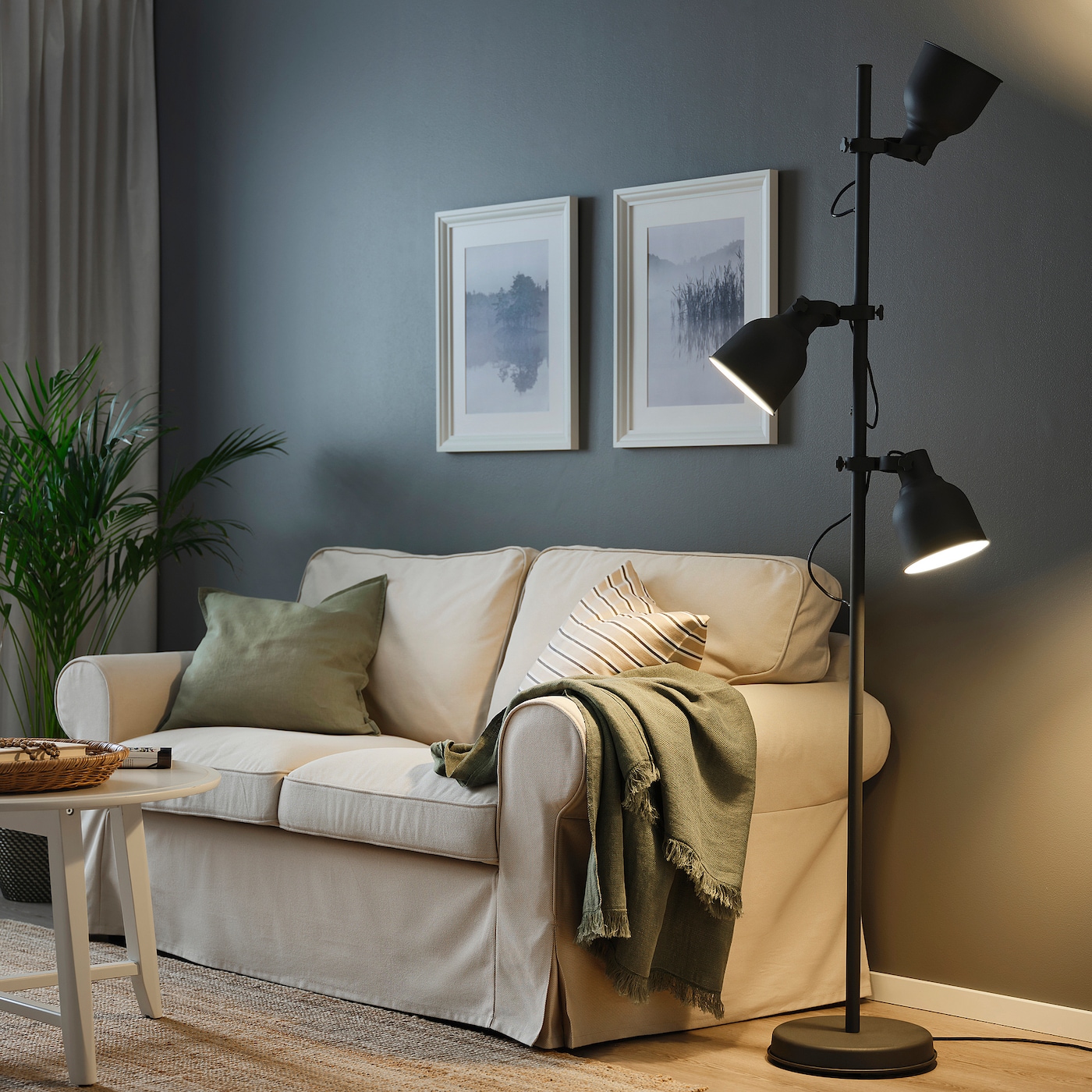 HEKTAR floor lamp with 3-spot dark grey - IKEA