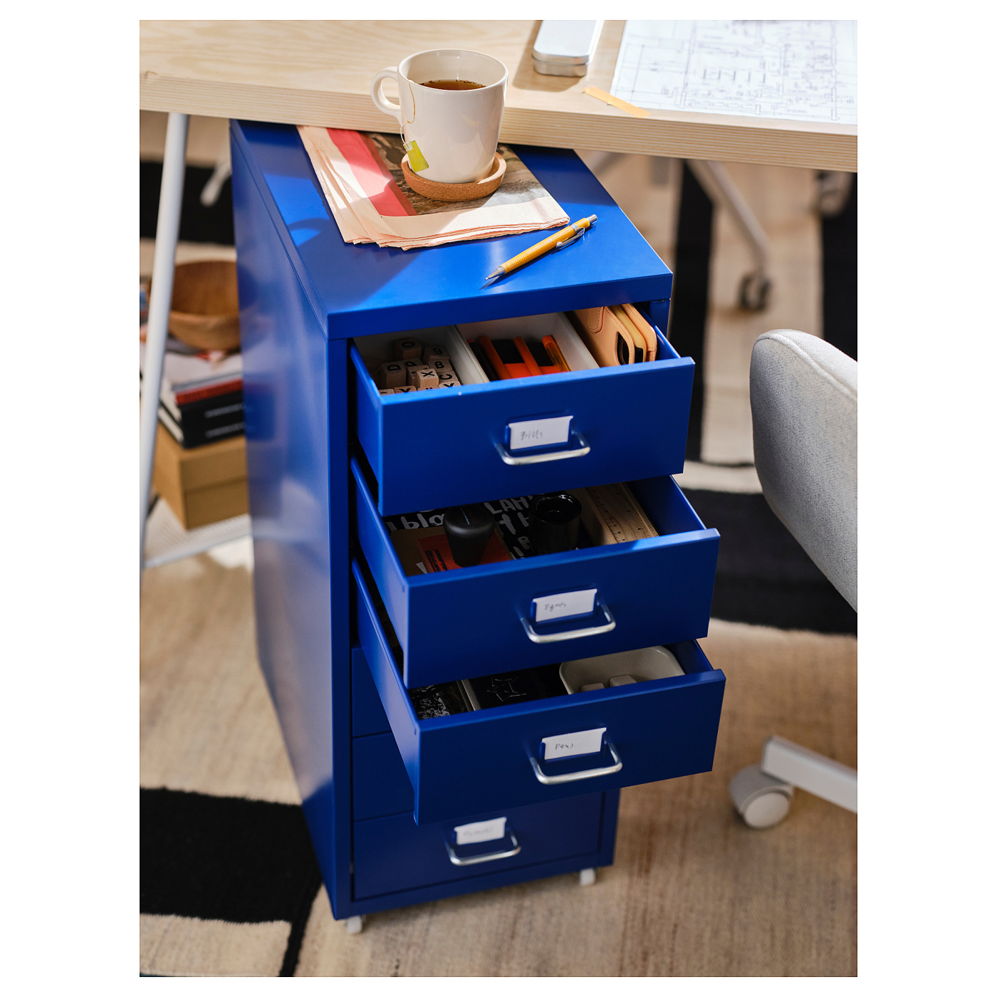 HELMER drawer unit on castors blue - IKEA