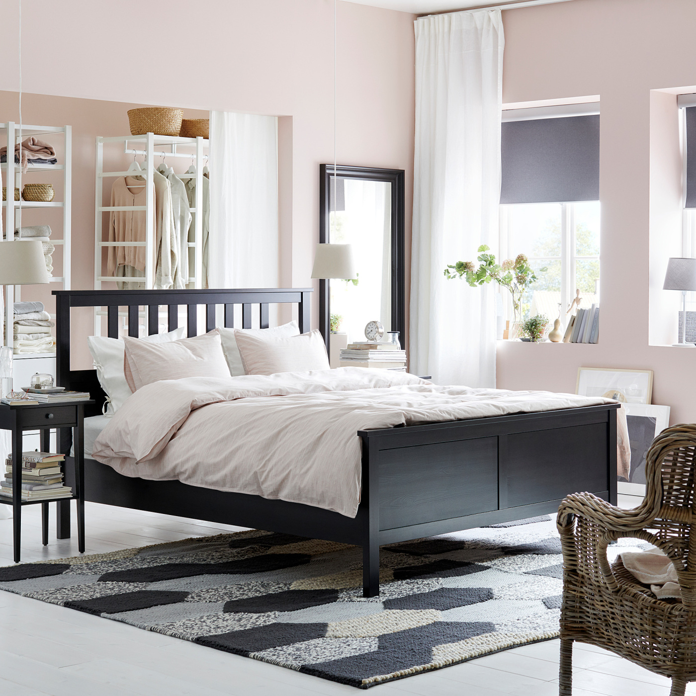 HEMNES bed frame black-brown/Lönset - IKEA