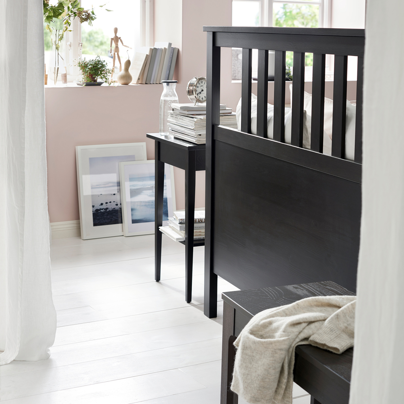 HEMNES bed frame black-brown/Lönset - IKEA