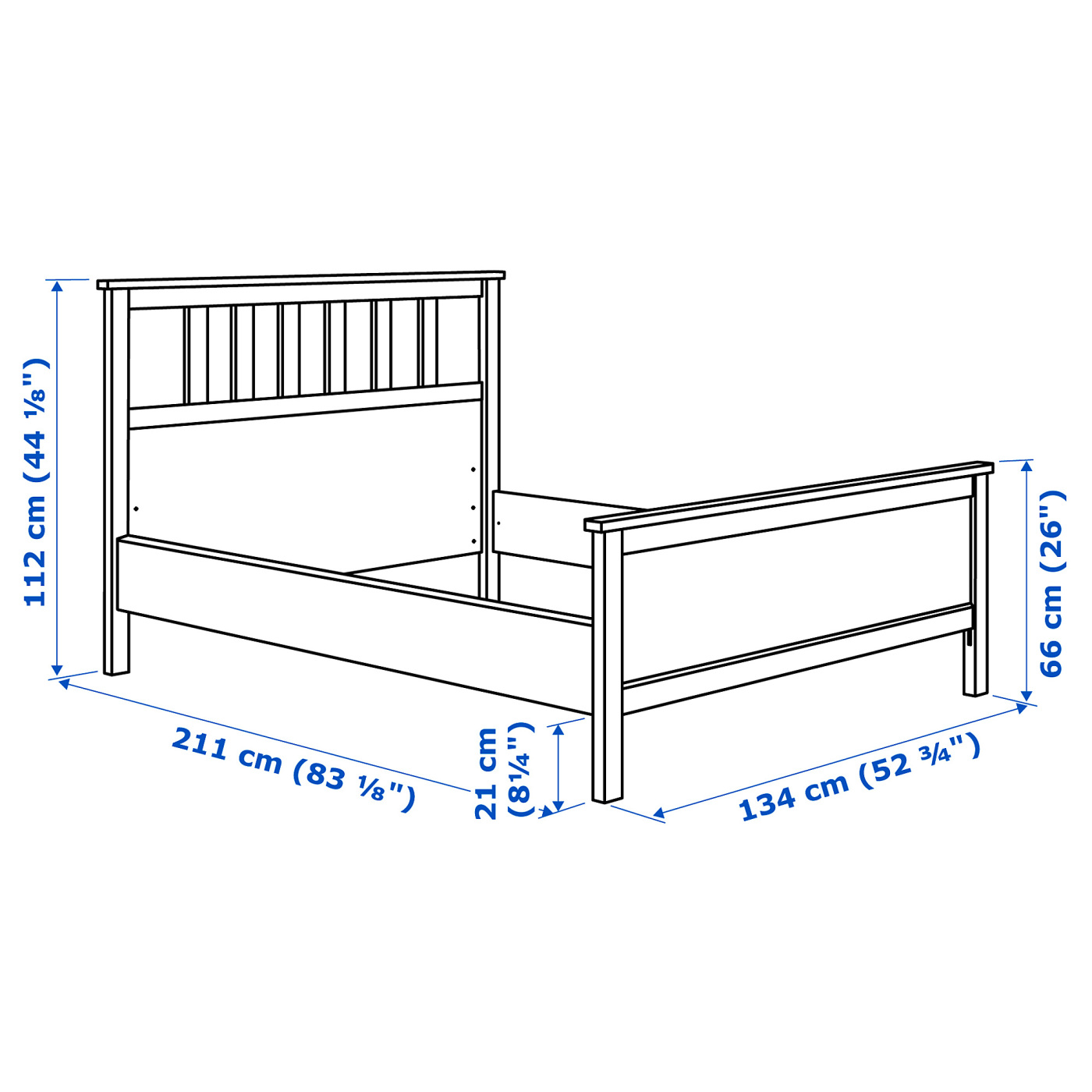 HEMNES bed frame white stain/Lönset - IKEA
