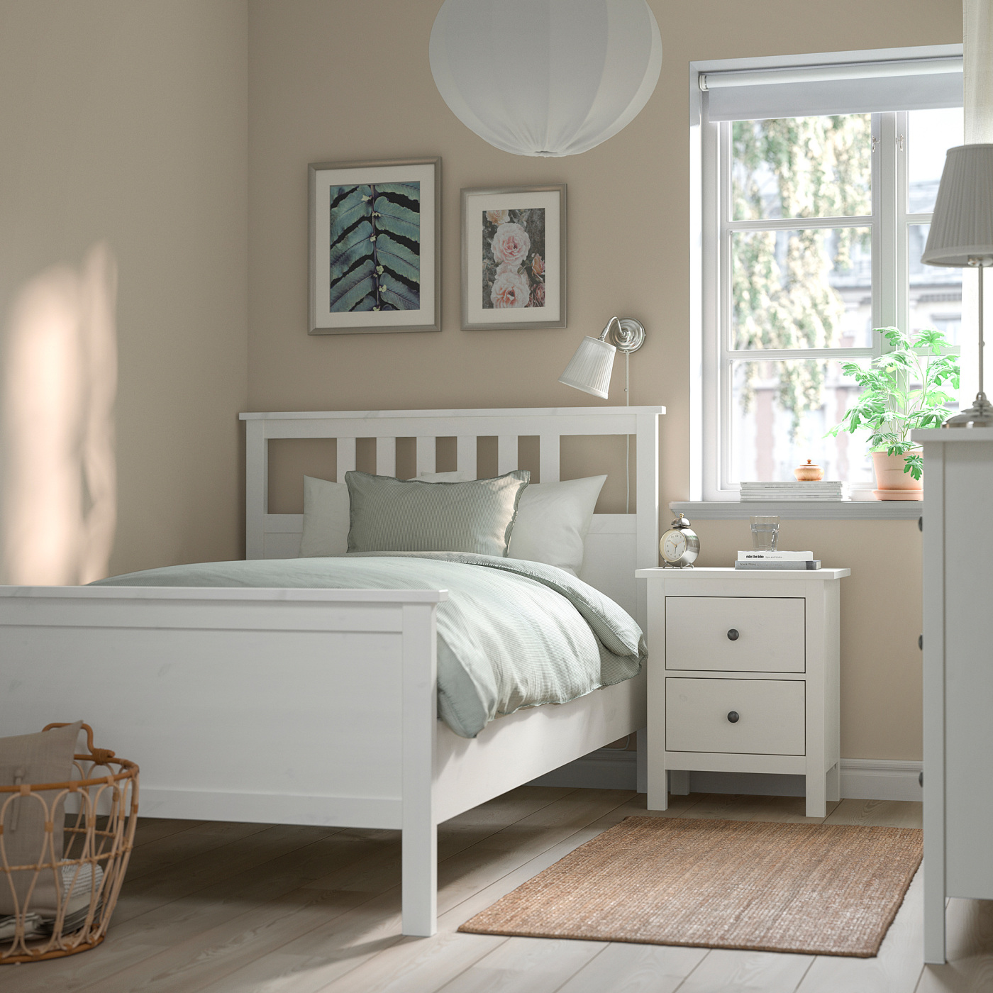 HEMNES bed frame white stain/Lönset - IKEA