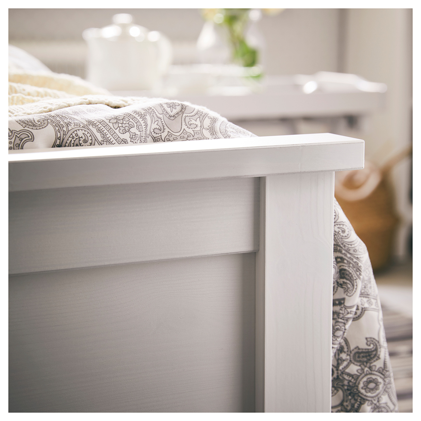 HEMNES bed frame with 2 storage boxes white stain/Lönset - IKEA