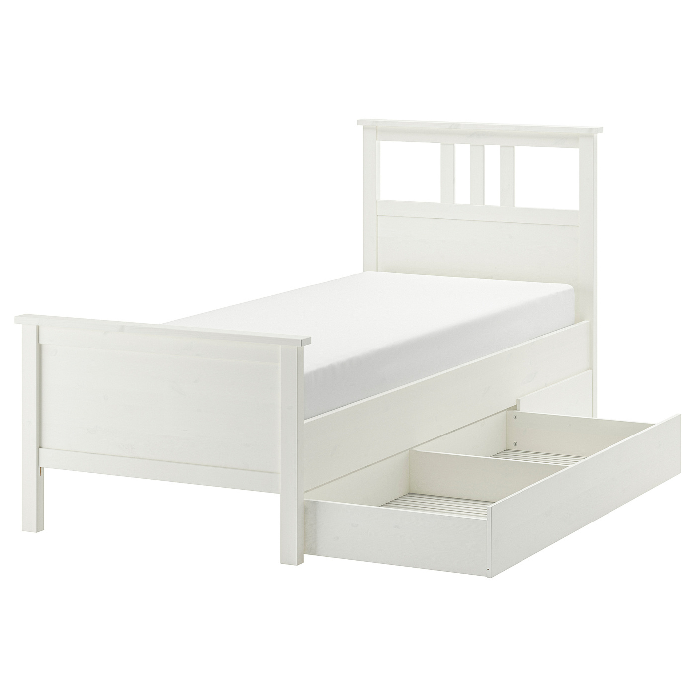 HEMNES bed frame with 2 storage boxes white stain/Lönset - IKEA
