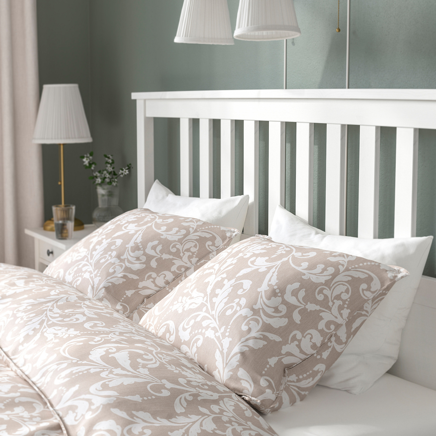 HEMNES bed frame with 4 storage boxes white stain/Lönset - IKEA