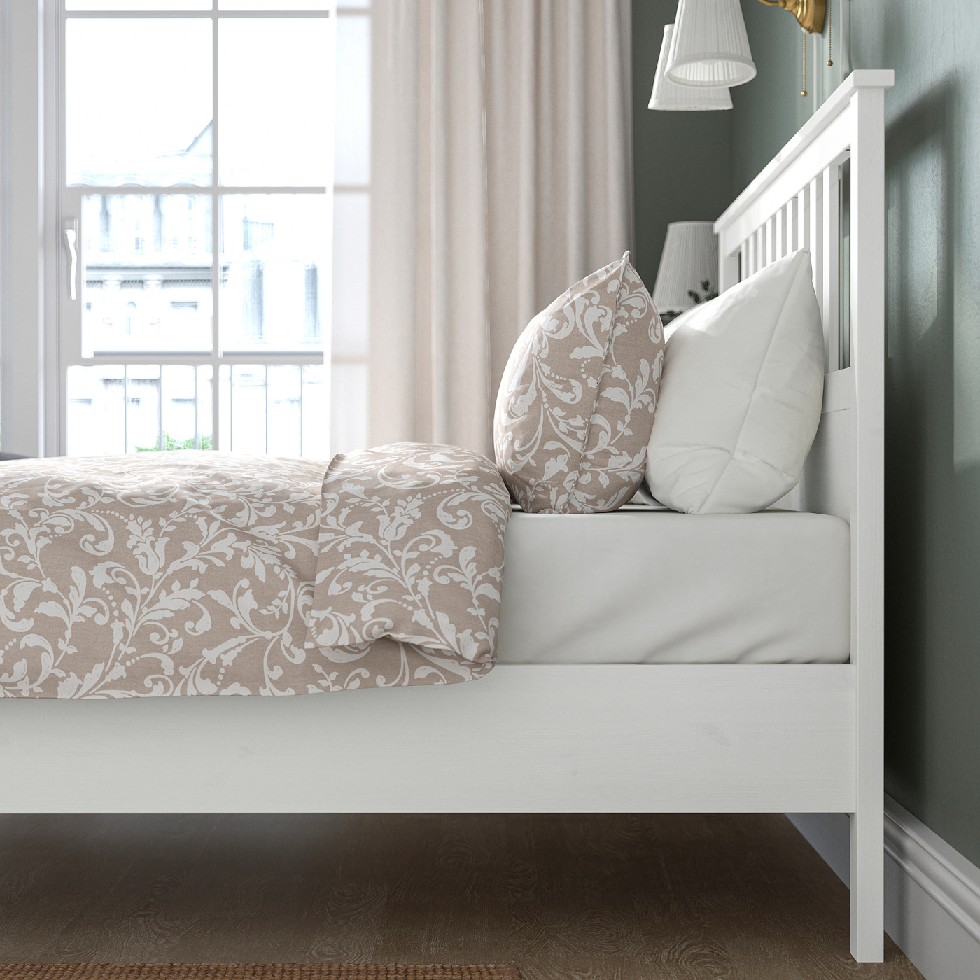 HEMNES bed frame with mattress white stain/Valevåg extra firm - IKEA