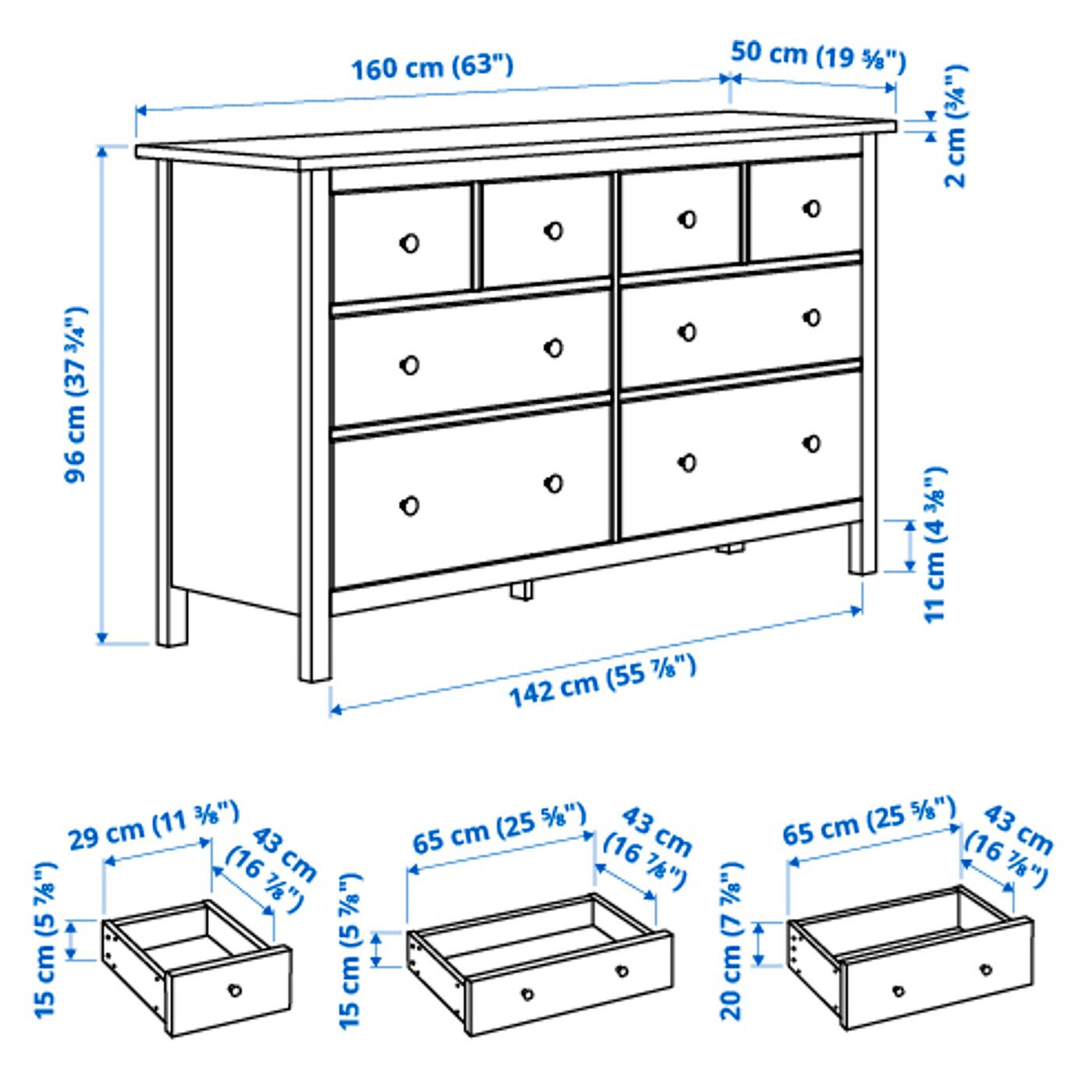 HEMNES bedroom furniture set of 4 white stain IKEA