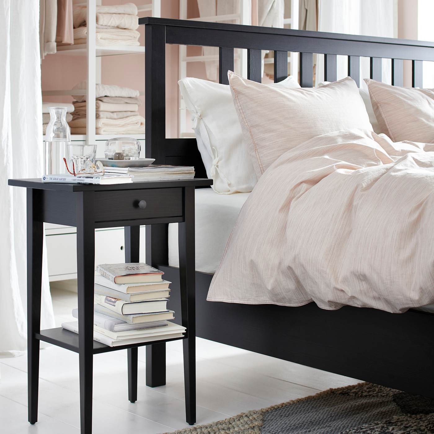 HEMNES bedside table black-brown - IKEA