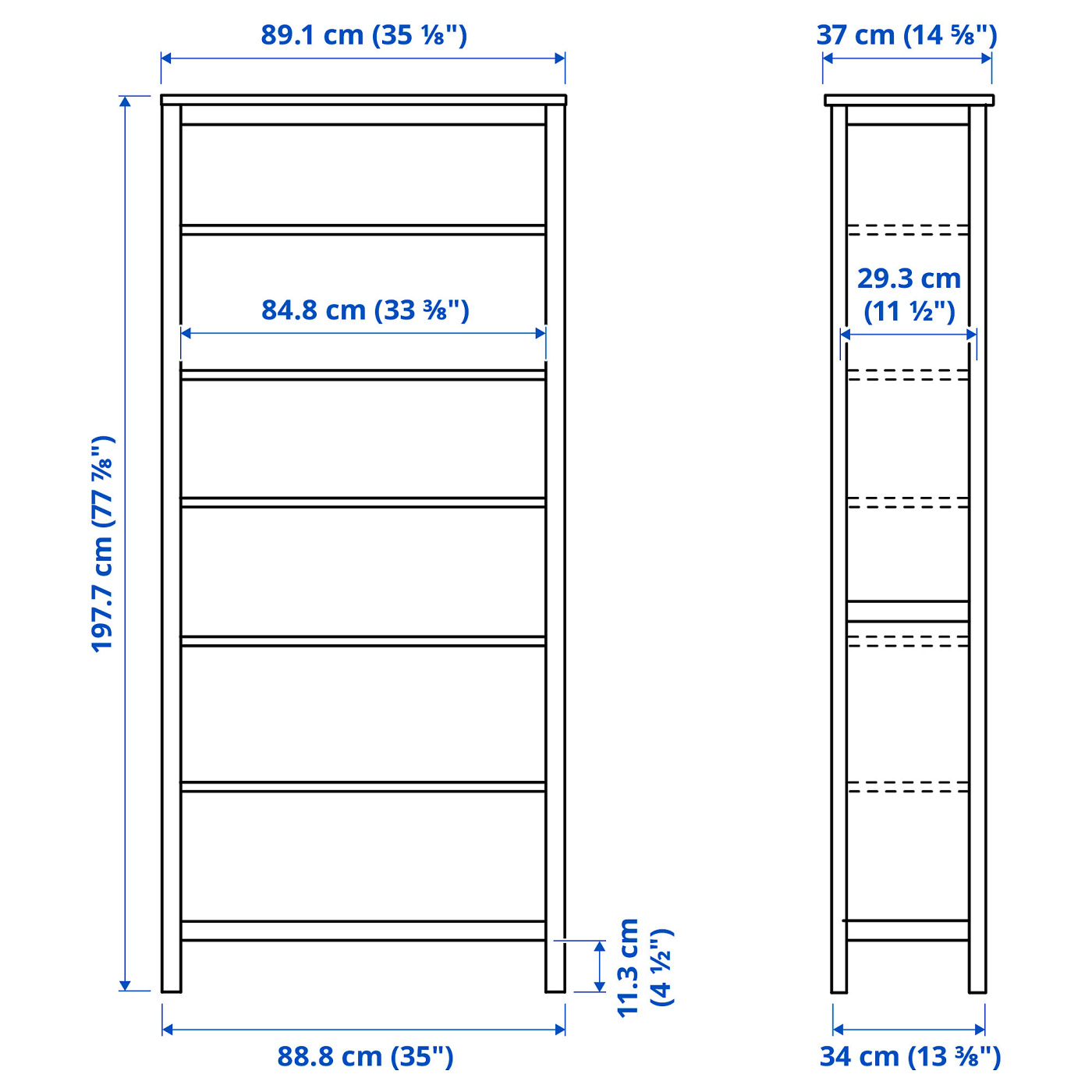 HEMNES bookcase grey-green/light brown stained - IKEA